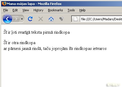 HTML rindkopas